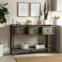 Clearwater Rustic Farmhouse 3 Drawer Buffet Console - Saracina Home Rustic Oak/antique White -Console Tables Sales unnamed file 272