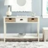 Winifred Wicker Console Table With Storage - White - Safavieh -Console Tables Sales unnamed file 2755