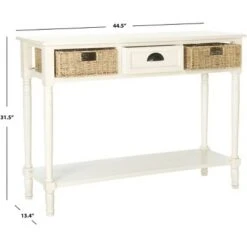 Winifred Wicker Console Table With Storage - White - Safavieh -Console Tables Sales unnamed file 2757