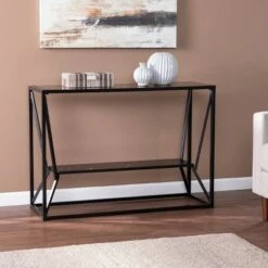Finsfil Long Glass-Top Console Table Black - Aiden Lane -Console Tables Sales unnamed file 2767