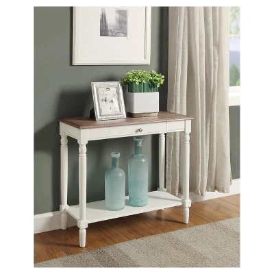 French Country Hall Table with Drawer/Shelf Driftwood/White - Breighton Home 4 French Country Hall Table with Drawer/Shelf Driftwood/White - Breighton Home - Image 2