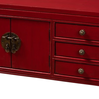 Melodie 6 Drawer Console Table Red - Baxton Studio 6 Melodie 6 Drawer Console Table Red - Baxton Studio - Image 4