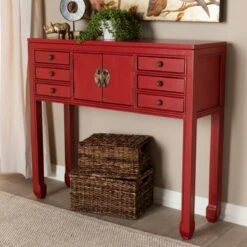 Melodie 6 Drawer Console Table Red - Baxton Studio 16 Melodie 6 Drawer Console Table Red - Baxton Studio -Console Tables Sales unnamed file 2862
