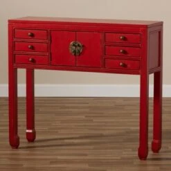Melodie 6 Drawer Console Table Red - Baxton Studio 17 Melodie 6 Drawer Console Table Red - Baxton Studio -Console Tables Sales unnamed file 2863
