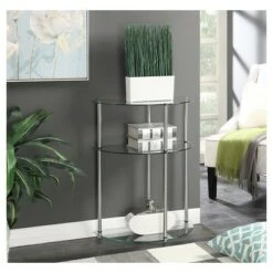 Classic Glass 3 Tier Entryway Table Clear Glass - Breighton Home -Console Tables Sales unnamed file 2891