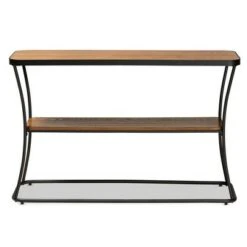 Akram Rustic Wood and Metal Console Table Walnut/Black - Baxton Studio