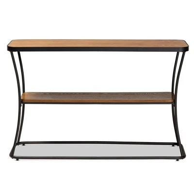 Akram Rustic Wood and Metal Console Table Walnut/Black - Baxton Studio 3 Akram Rustic Wood and Metal Console Table Walnut/Black - Baxton Studio