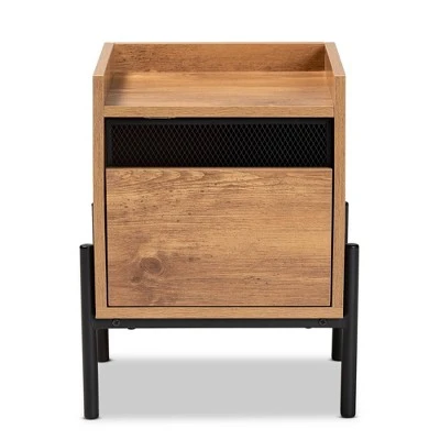 Tasman Wood and Metal End Table Natural Brown/Black - Baxton Studio 4 Tasman Wood and Metal End Table Natural Brown/Black - Baxton Studio - Image 2