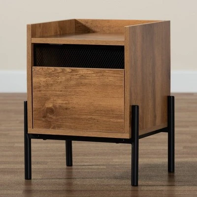 Tasman Wood and Metal End Table Natural Brown/Black - Baxton Studio 10 Tasman Wood and Metal End Table Natural Brown/Black - Baxton Studio - Image 8