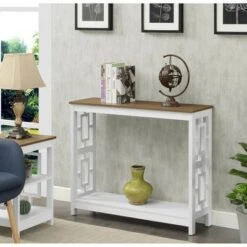 Town Square Console Table with Shelf Driftwood/White - Breighton Home