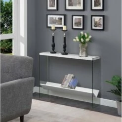 Soho V Console Table with Shelf White - Breighton Home