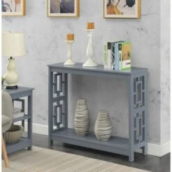 Town Square Console Table with Shelf Gray - Breighton Home