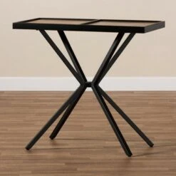 Carlo Modern Wood and Metal Console Table - Baxton Studio Walnut/black -Console Tables Sales unnamed file 3056