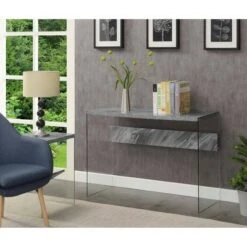 Soho Console Table Gray Faux Marble - Breighton Home