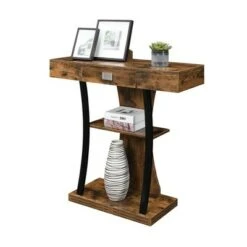 Newport 1 Drawer Harri Console Table with Shelves Barnwood/Black - Breighton Home -Console Tables Sales unnamed file 3094