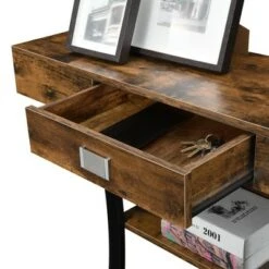 Newport 1 Drawer Harri Console Table with Shelves Barnwood/Black - Breighton Home -Console Tables Sales unnamed file 3095