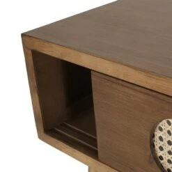 Tuttle Rustic Glam Console Table with Wicker Accents Walnut/Natural/Antique Gold - Christopher Knight Home -Console Tables Sales unnamed file 3102