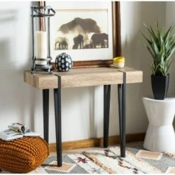 Alyssa Wood Top Console Table Brown - Safavieh