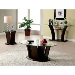 Mellie Modern Flared Glass Top Sofa Table Dark Cherry - HOMES: Inside + Out -Console Tables Sales unnamed file 3293