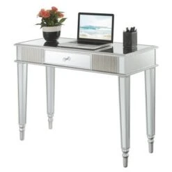 French Country 1 Drawer Mirrored Desk Console Table Silver - Breighton Home -Console Tables Sales unnamed file 3321