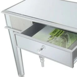 French Country 1 Drawer Mirrored Desk Console Table Silver - Breighton Home -Console Tables Sales unnamed file 3322