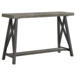 Lanshire Rustic Industrial Metal & Wood Entry Console Table - Inspire Q Brown -Console Tables Sales unnamed file 334
