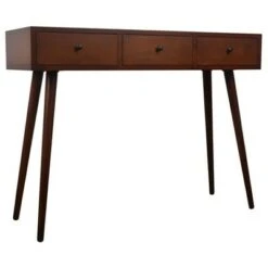 Decor Therapy Mid Century Three Drawer Wood Console Table - Décor Therapy Walnut