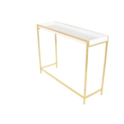 Olivia & May Set of 2 Contemporary Console Tables White - Olivia & May 4 Olivia & May Set of 2 Contemporary Console Tables White - Olivia & May - Image 2