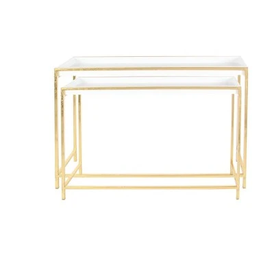 Olivia & May Set of 2 Contemporary Console Tables White - Olivia & May 7 Olivia & May Set of 2 Contemporary Console Tables White - Olivia & May - Image 5