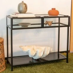 Decor Therapy Claira Glass and Metal Console Table Black - Décor Therapy -Console Tables Sales unnamed file 3401