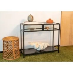Decor Therapy Claira Glass and Metal Console Table Black - Décor Therapy -Console Tables Sales unnamed file 3402