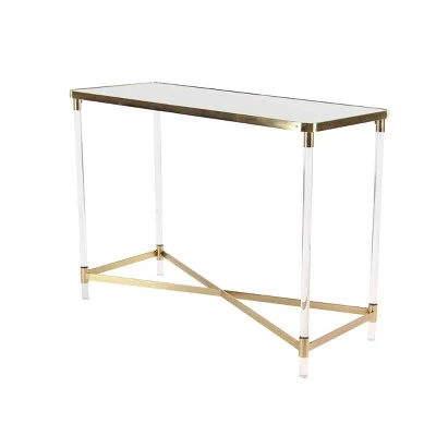 Olivia & May Modern Acrylic Console Table Gold - Olivia & May 6 Olivia & May Modern Acrylic Console Table Gold - Olivia & May - Image 4