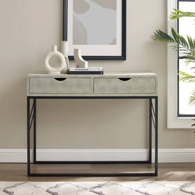 Faux Shagreen Modern 2 Drawer Entry Table - Saracina Home Gray 3 Faux Shagreen Modern 2 Drawer Entry Table - Saracina Home Gray