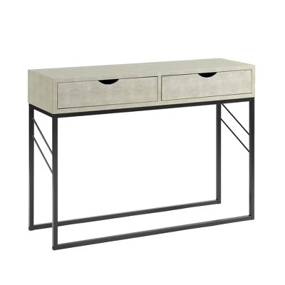 Faux Shagreen Modern 2 Drawer Entry Table - Saracina Home Gray 4 Faux Shagreen Modern 2 Drawer Entry Table - Saracina Home Gray - Image 2