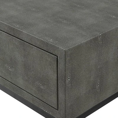 Faux Shagreen Modern 2 Drawer Entry Table - Saracina Home Gray 7 Faux Shagreen Modern 2 Drawer Entry Table - Saracina Home Gray - Image 5