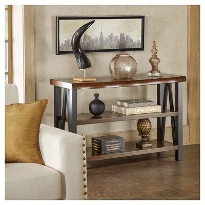 Hartwell Living Edge Rustic Industrial Console Table - Brown - Inspire Q 5 Hartwell Living Edge Rustic Industrial Console Table - Brown - Inspire Q - Image 3