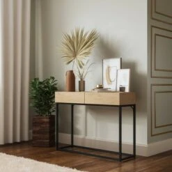 Emery 2 Drawer Console Table Light Wood - RST Brands