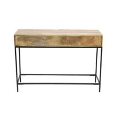 Mango Wood and Metal Console Table Natural Oak - The Urban Port -Console Tables Sales unnamed file 3584