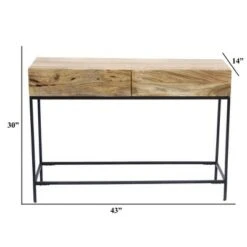 Mango Wood and Metal Console Table Natural Oak - The Urban Port -Console Tables Sales unnamed file 3585