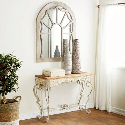 Olivia & May Farmhouse Vintage Inspired Console Table White - Olivia & May 3 Olivia & May Farmhouse Vintage Inspired Console Table White - Olivia & May