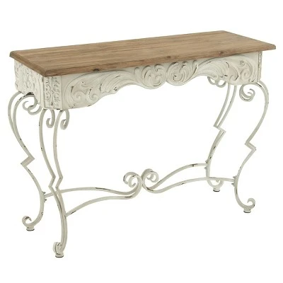 Olivia & May Farmhouse Vintage Inspired Console Table White - Olivia & May 4 Olivia & May Farmhouse Vintage Inspired Console Table White - Olivia & May - Image 2