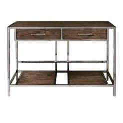 Modern Style Sofa Table Brown/Silver - HomeFare