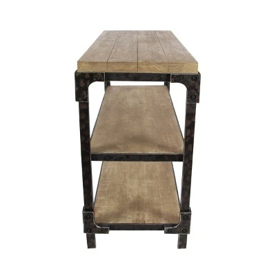 Olivia & May Rustic 3 Tier Console Table Brown - Olivia & May 4 Olivia & May Rustic 3 Tier Console Table Brown - Olivia & May - Image 2