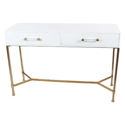 Metal and Wood Rectangular Console Table White - Olivia & May 3 Metal and Wood Rectangular Console Table White - Olivia & May