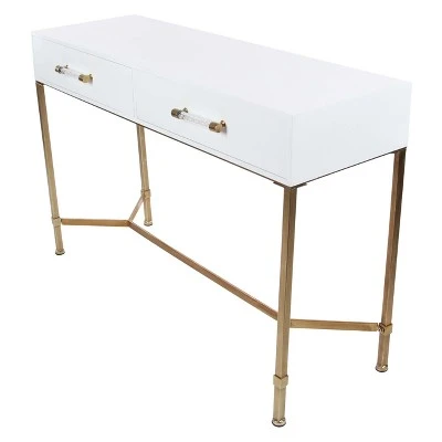 Metal and Wood Rectangular Console Table White - Olivia & May 4 Metal and Wood Rectangular Console Table White - Olivia & May - Image 2