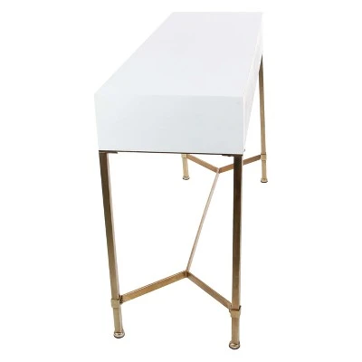 Metal and Wood Rectangular Console Table White - Olivia & May 5 Metal and Wood Rectangular Console Table White - Olivia & May - Image 3