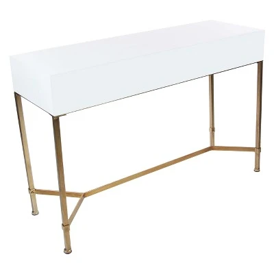 Metal and Wood Rectangular Console Table White - Olivia & May 6 Metal and Wood Rectangular Console Table White - Olivia & May - Image 4