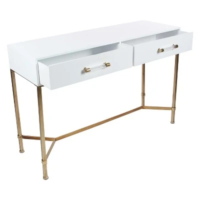 Metal and Wood Rectangular Console Table White - Olivia & May 7 Metal and Wood Rectangular Console Table White - Olivia & May - Image 5