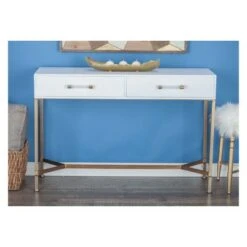 Metal and Wood Rectangular Console Table White - Olivia & May 14 Metal and Wood Rectangular Console Table White - Olivia & May -Console Tables Sales unnamed file 3732