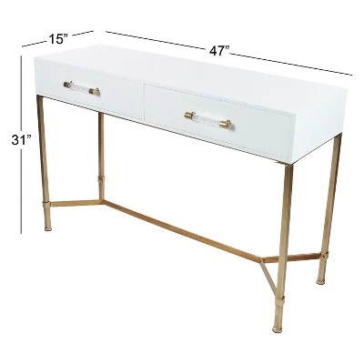 Metal and Wood Rectangular Console Table White - Olivia & May 9 Metal and Wood Rectangular Console Table White - Olivia & May - Image 7